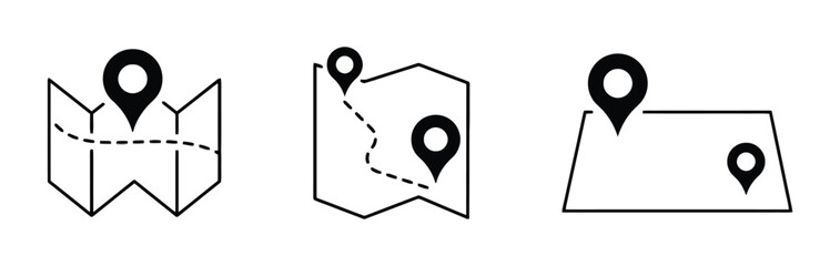 Set of location map line icons isolated on white background © Selim