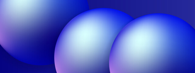 Multiple overlapping 3D spheres in deep blue and indigo shades featuring soft highlights and atmospheric lighting for a premium look