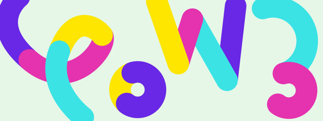 Obraz premium High contrast abstract art with bright yellow pink and blue interlocking curves