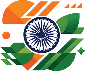 India Republic Day Abstract Design - Professional National Tricolor Background featuring Artistic Flag Concept, Modern Geometric Patriotic Illustration, 26th January Bharat Celebration vector