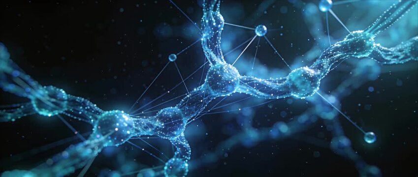 Molecule technology skincare molecular network nanotechnology science blue glow particle connection DNA concept, abstract molecular structure, cosmetic research hydration formula, data innovation