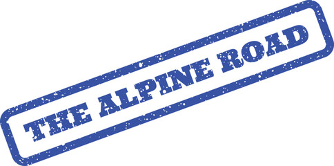 Distressed rubber stamp showing THE ALPINE ROAD within a bold rectangular border, suitable for travel or outdoor themes © Mahmud