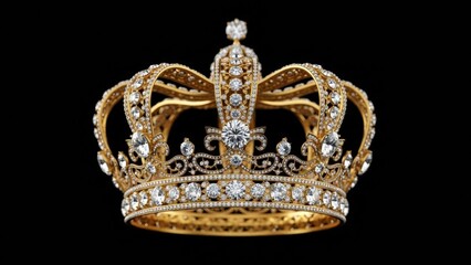 Fototapeta premium Elegant Circular Golden Crown with Symmetrical Ornate Diamond Patterns