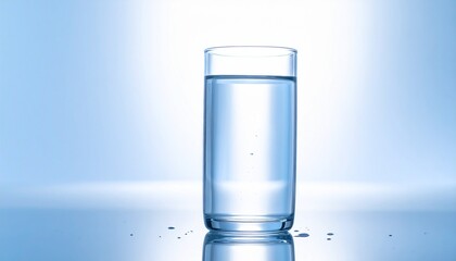 ミニマルな室内空間で撮影した透明なグラスの新鮮な水
