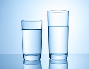 ミニマルな室内空間で撮影した透明なグラスの新鮮な水
