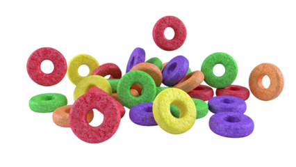 Pile of colorful cereal rings