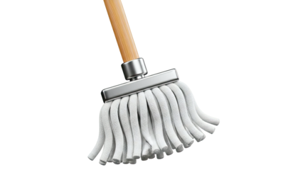 Mop head with wooden handle