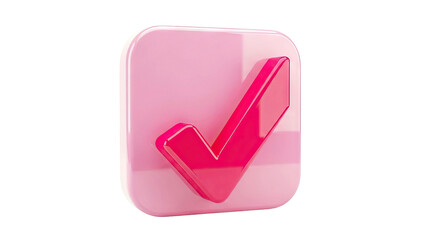 3D Pink Check Mark Icon