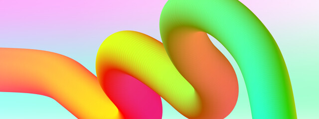 Smooth three dimensional fluid shape winding through a bright pastel space with soft color transitions © SyahCreation