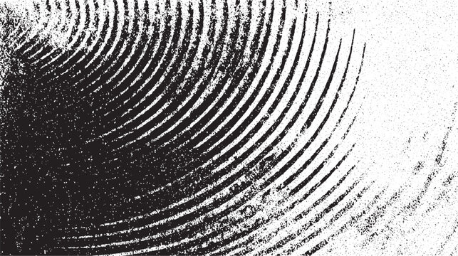 Close-up abstract monochrome texture featuring concentric curved lines and granular speckles creating a fingerprint-like pattern