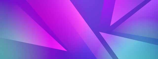 Fototapeta premium Dynamic composition of overlapping sharp triangles in shades of purple and cyan blue creating a futuristic technological atmosphere