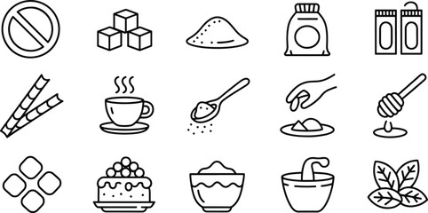 Illustrations of Various Food Items and Sweeteners © md