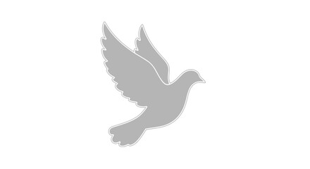 Obraz premium Single Silhouetted Dove Bird Flying Abstract Against White Background Symbolizing Hope and Freedom Isolated Element