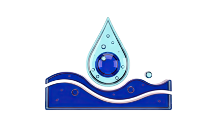 Blue water drop and waves icon