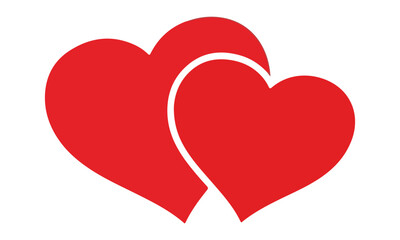 Romantic Red Overlapping Hearts Vector Illustration Symbol of Love