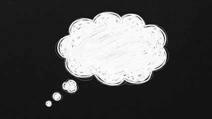 Chalk drawn thought bubble on blackboard concept showing empty space for text or idea