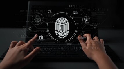 Biometric fingerprint identification and cybersecurity system ensuring secure access, identity verification, cloud data protection, and digital safety Marrow - Powered by Adobe