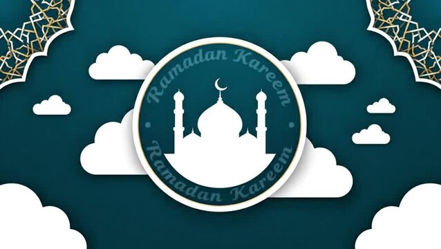 Ramadan Kareem Geometric Pattern Animation with Rotating Islamic Star Medallion