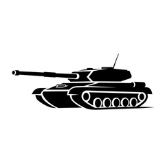Fototapeta premium Black silhouette of a military tank on a white background