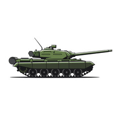 Green Military Tank Vehicle - Side View Illustration