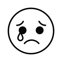 Sad face silhouette emoji crying with one tear drop