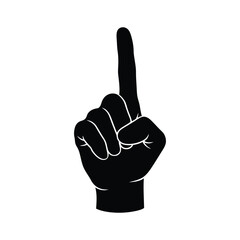Silhouette of a hand with index finger raised