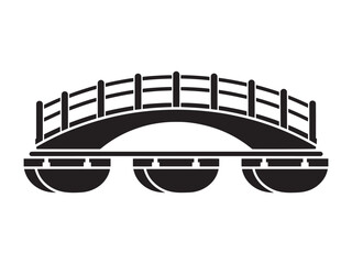 Arched infrastructure bridge on floating supports for river crossing and civil engineering construction concepts © Mizanur Rahman