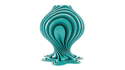 Abstract Teal Vase with Flowing Curves