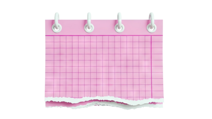 Pink Gridded Notebook Page with Torn Bottom Edge