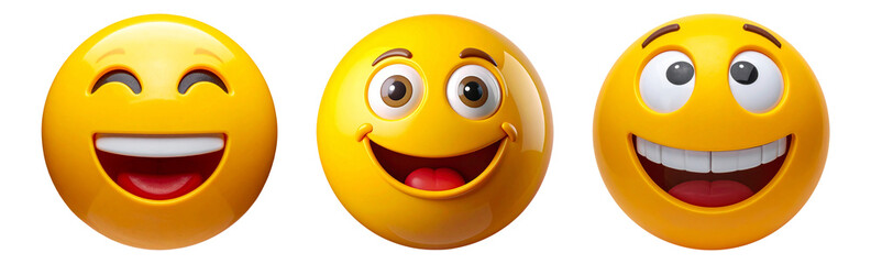 Set of smile emoji isolated object