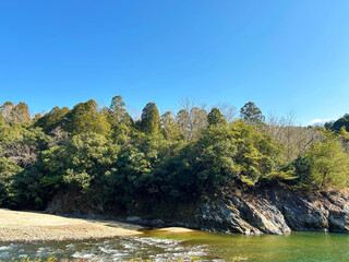 緑豊かな木々と川