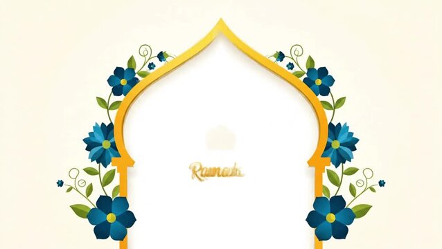 Elegant Islamic Archway with Growing Floral Arabesque Patterns
