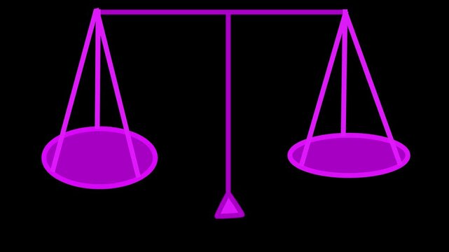 Weight scale balance with transparent background - Animation of classic retro weight balancing from side to side in flat design vector style