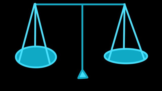 Weight scale balance with transparent background - Animation of classic retro weight balancing from side to side in flat design vector style
