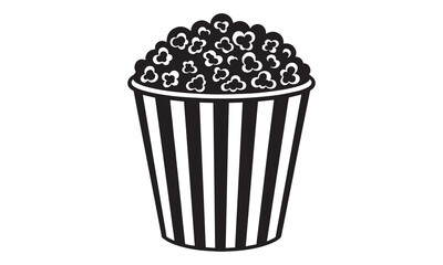 Classic black and white striped bucket overflowing with popcorn, perfect for movie night or snack time.