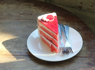 strawberry cake is delicious at the cafe.