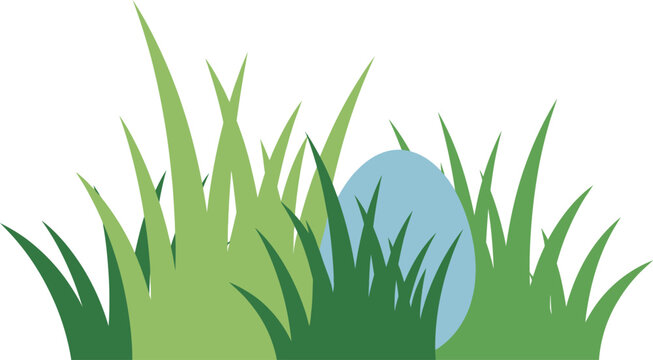 Easter egg hidden in green grass blades.