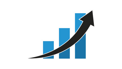 Upward bar chart icon with black arrow symbolizing growth