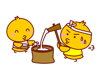 ひよこの餅つき © twomoons