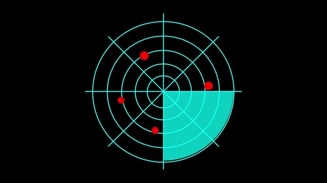 Sonar radar scanning featuring blips showing multiple nearby targets. Ideal for concepts related to surveillance, security, monitoring, technology, and military operations.