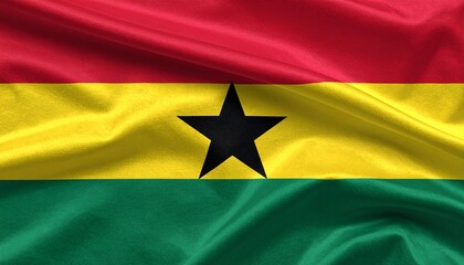 Ghana national flag with red, yellow, green stripes and black star