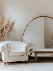 白い椅子と鏡