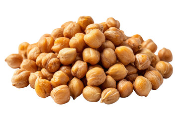 Obraz premium Pile of dried chickpeas with textured surface against black background legume pulse