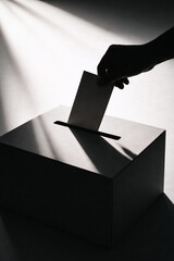 投票箱に投票する手のシルエット