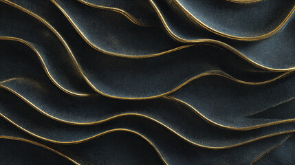Fototapeta premium Abstract waves pattern with gold lines, perfect for textures and backgrounds. The artwork showcases a flowing design, ideal for a modern, luxurious feel