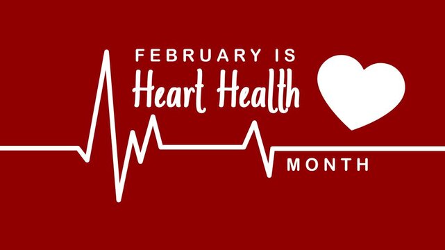 February is celebrated as heart health month. Heart illustration with health line, suitable for health campaigns, posters, social media.