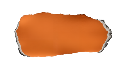 Burnt orange paper scrap irregular shape isolated on transparent background close-up