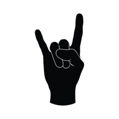 Silhouette of a hand making the rock on sign
