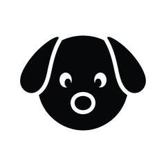 Black silhouette of a cute dog's face with white outline