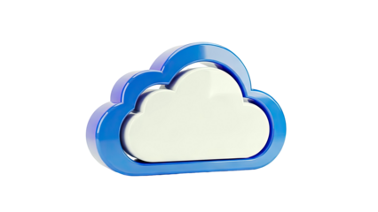 3D Blue and White Cloud Icon